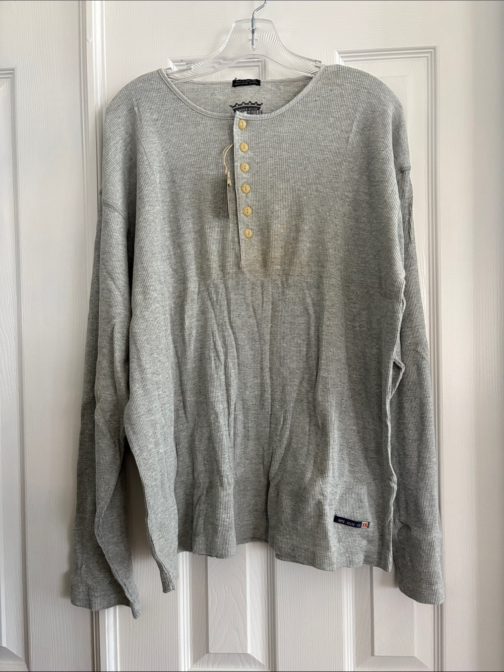 Verte Vallee Men’s Grey Long Sleeve Henley premium outdoor Shirt Size XXL NWT